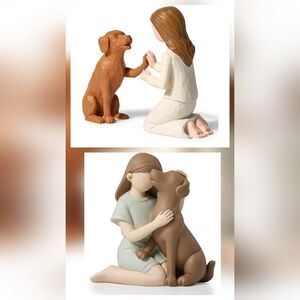 Ceramic Figurine of Woman Hugging Dog